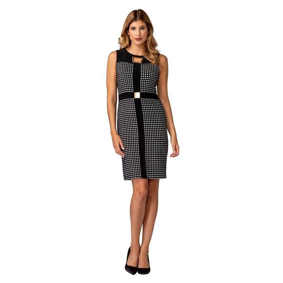 Joseph Ribkoff Sleeveless Gingham Dress Style 193822 - Black/White, Size 14 NWT